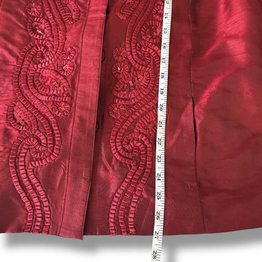 Chico's Jacket NWT Size 3 (XL) Twirling Applique Beaded Tiena Blouse Cardinal - Picture 6 of 6